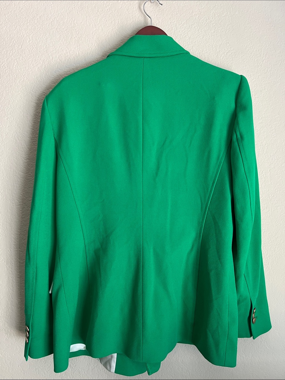 Zara Vibrant Green Double-Breasted Blazer with Gold Buttons - Picture 3 of 5